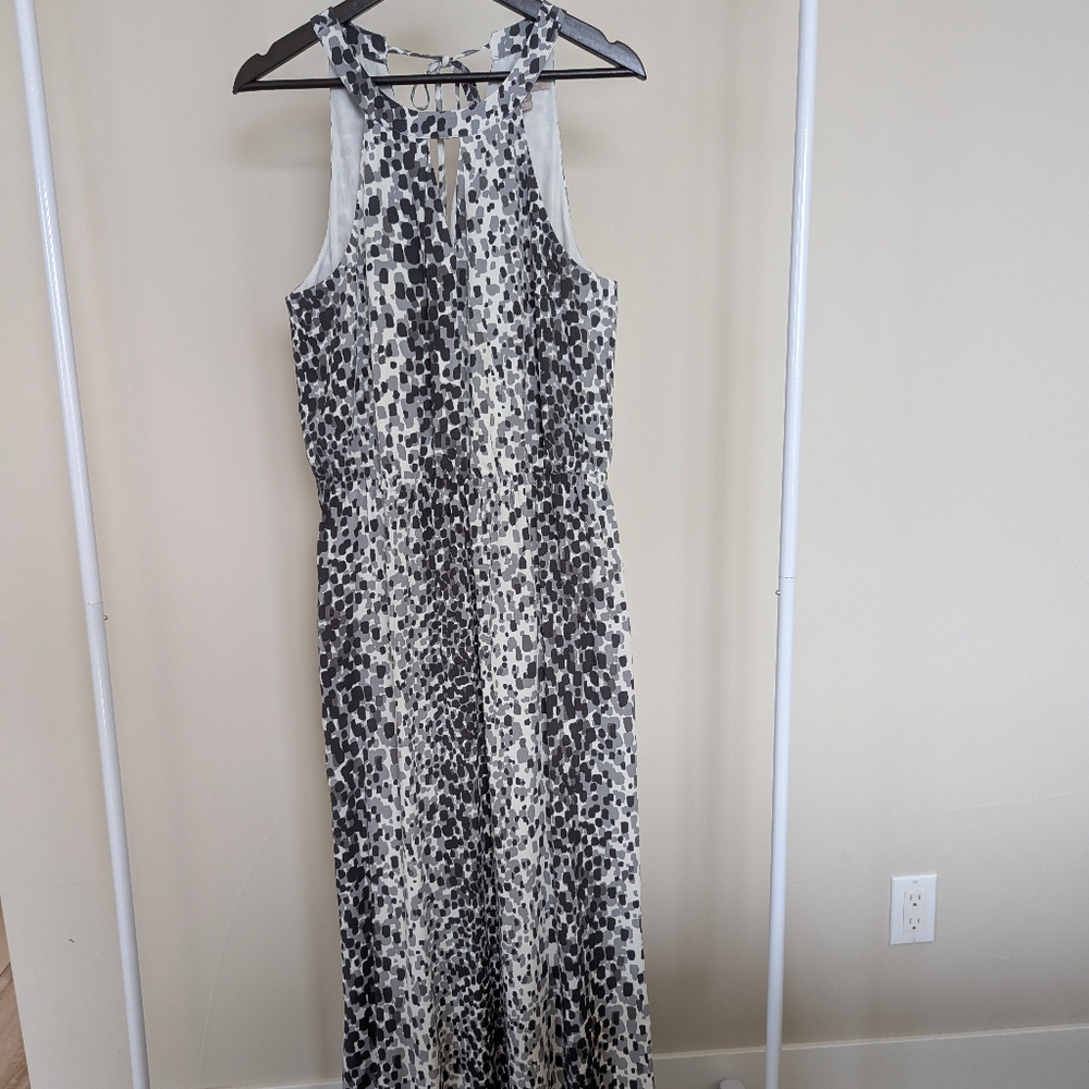 Banana Republic Gray and Black Patterned Dress
